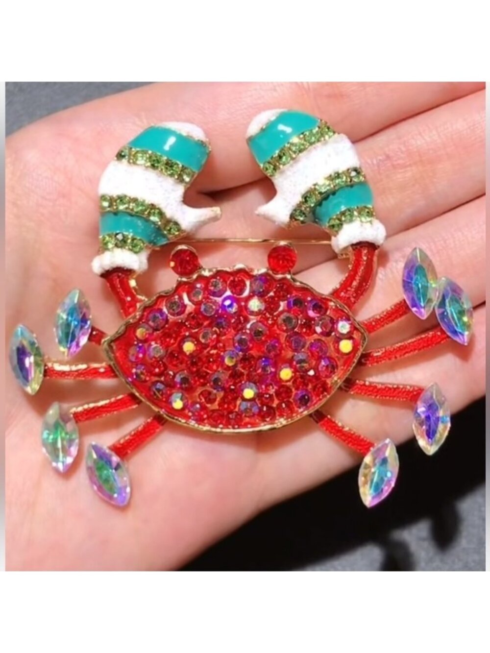 Betsey Johnson Red Crystal Crab Brooch